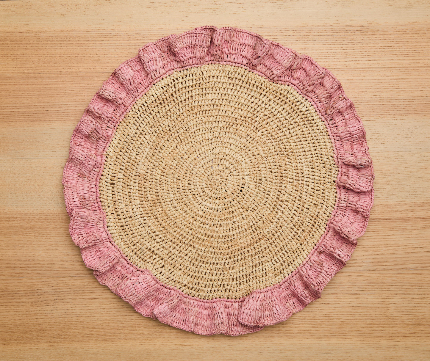 Blush Hand-Woven Raffia Ruffle Placemat