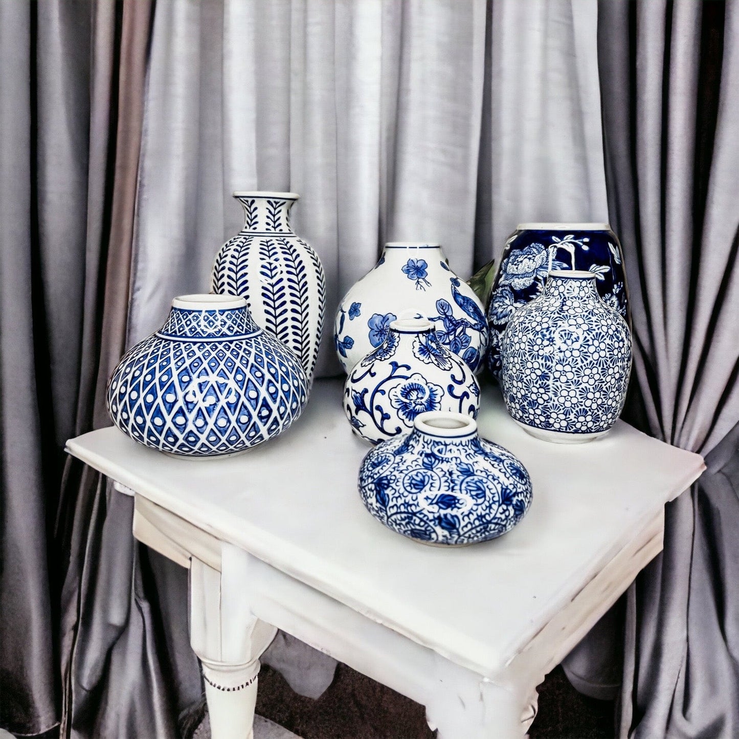 Samira Blue Hand-Painted Vases