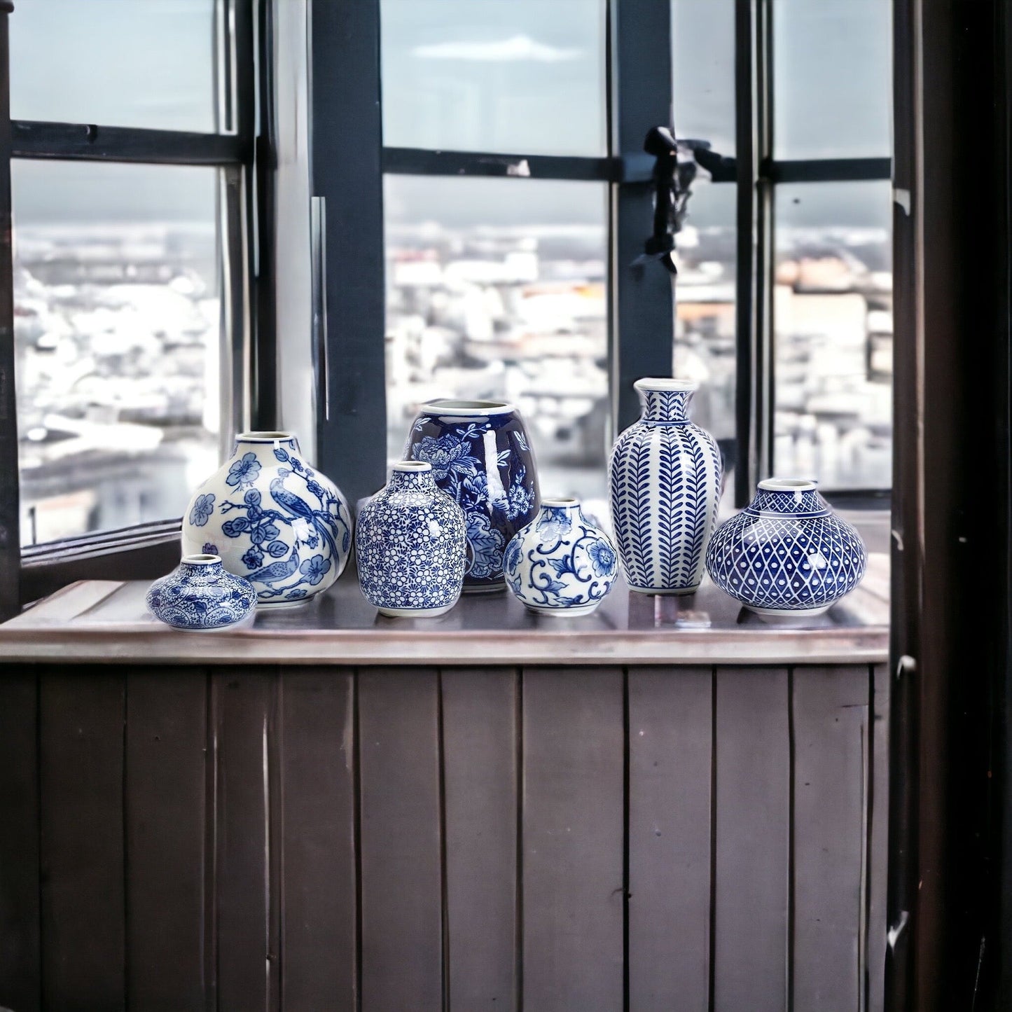 Samira Blue Hand-Painted Vases