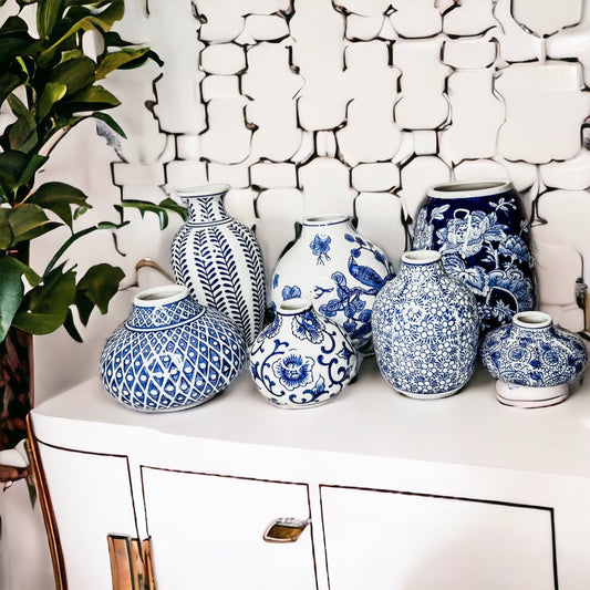 Samira Blue Hand-Painted Vases