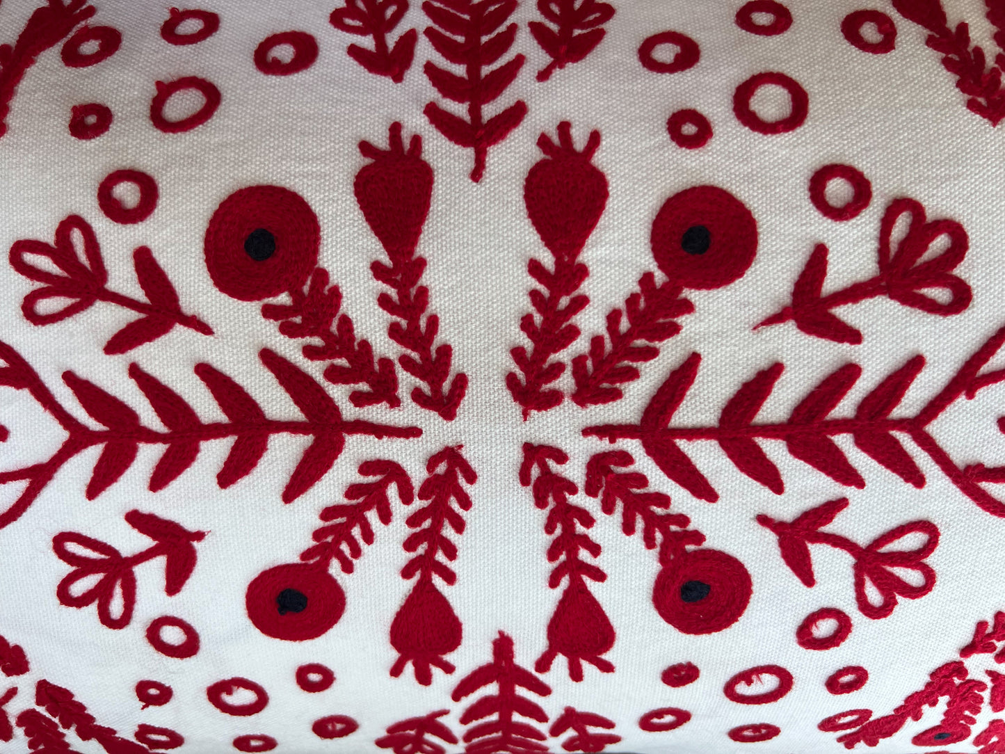 Scandi Embroidered Pillow with Tassels