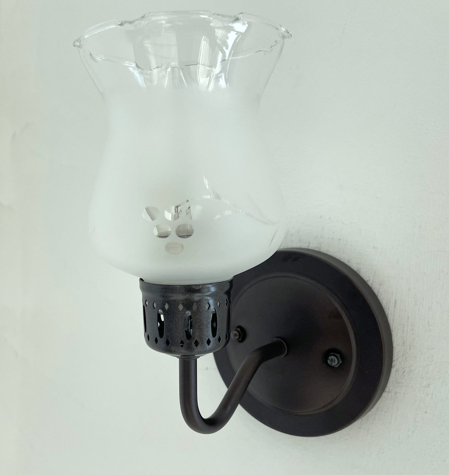 RETRO Etched Antique 1960's Glass Wall Sconce