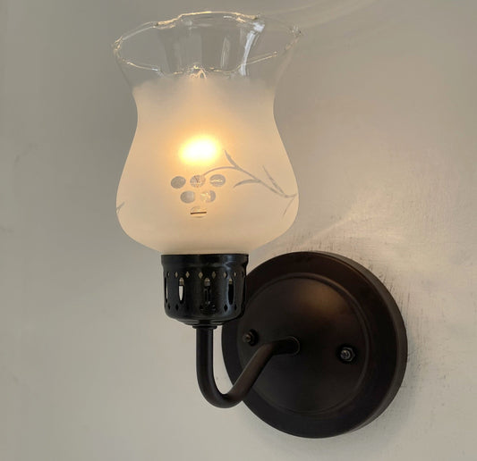 RETRO Etched Antique 1960's Glass Wall Sconce