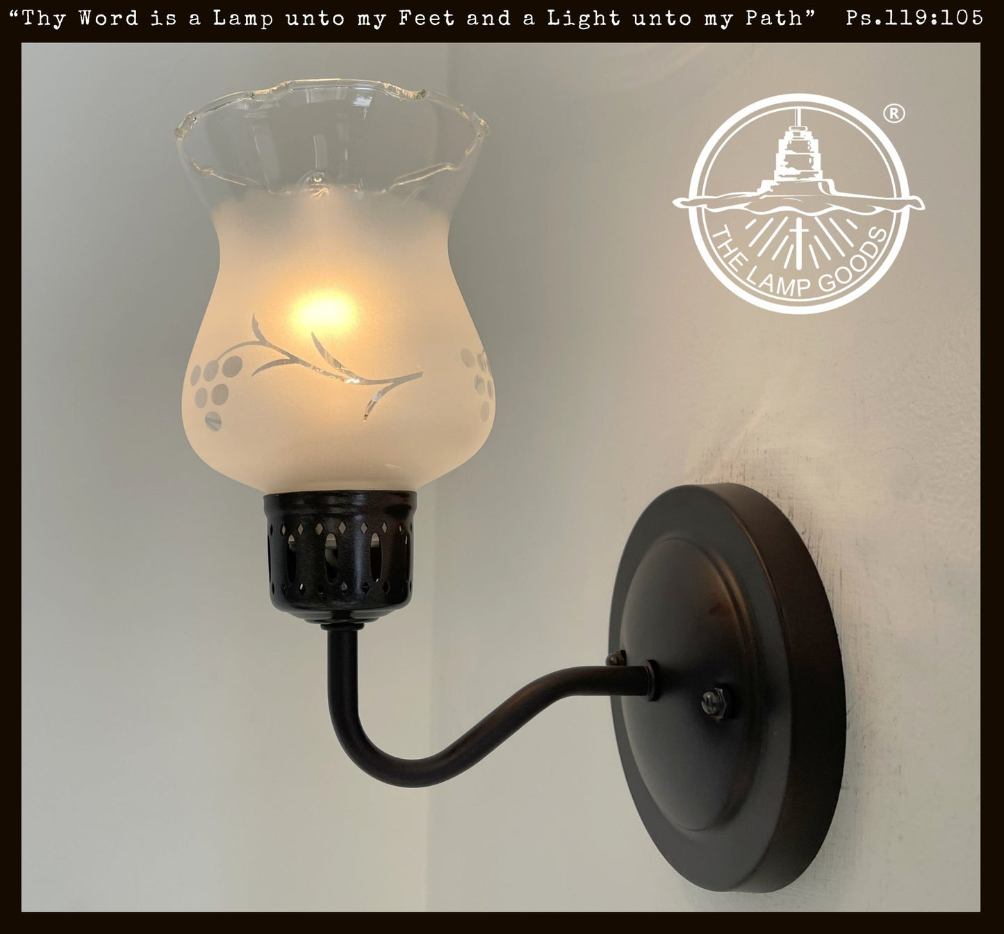 RETRO Etched Antique 1960's Glass Wall Sconce