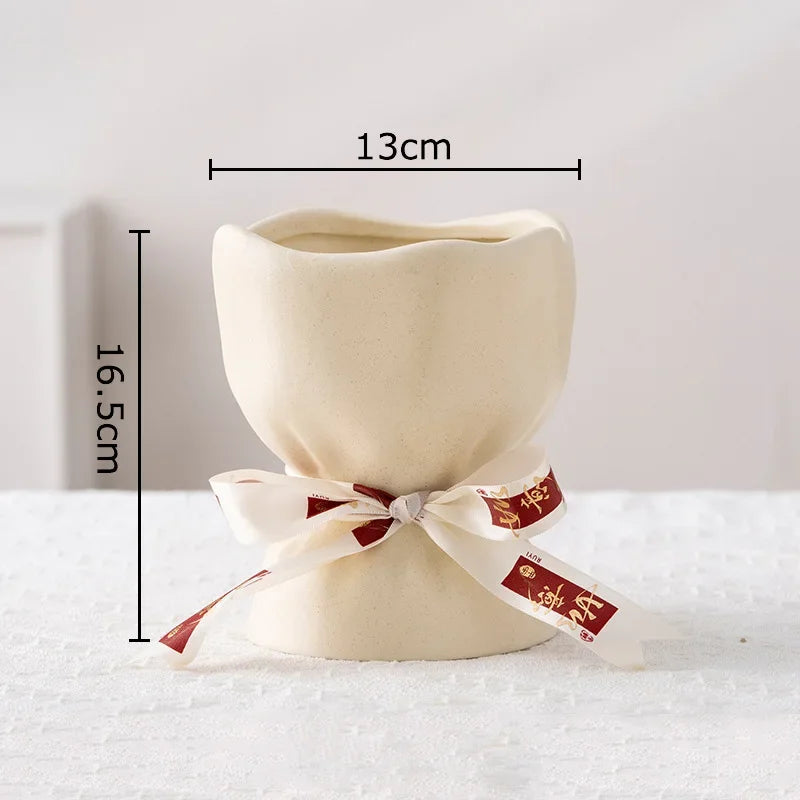 Lovely Ribbon Ceramic Vase Set by DecorBites™