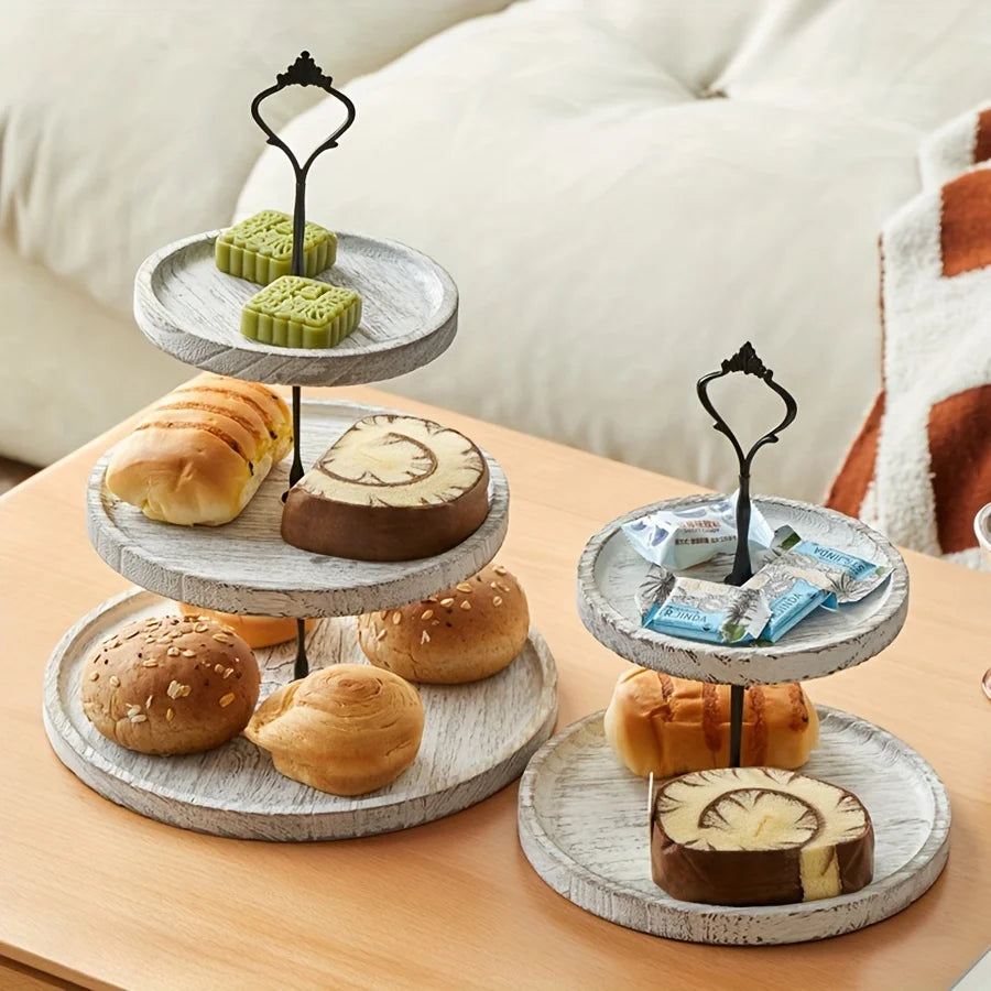 Darcy Acacia Wood Tiered Tray