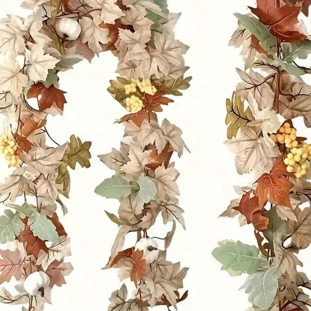 Autumn Maple Leaf & Pumpkin Garland