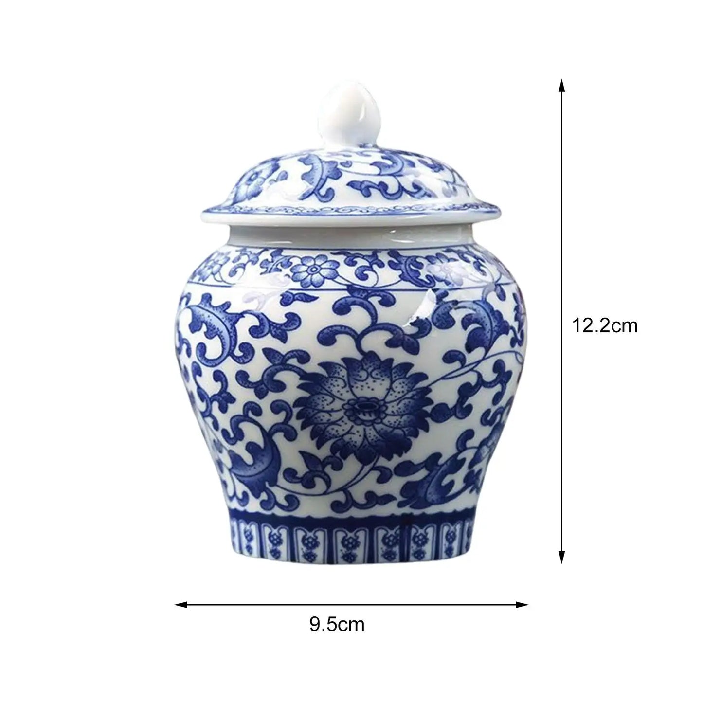 Chinoiserie Blue & White Porcelain Decorative Vase with Lid