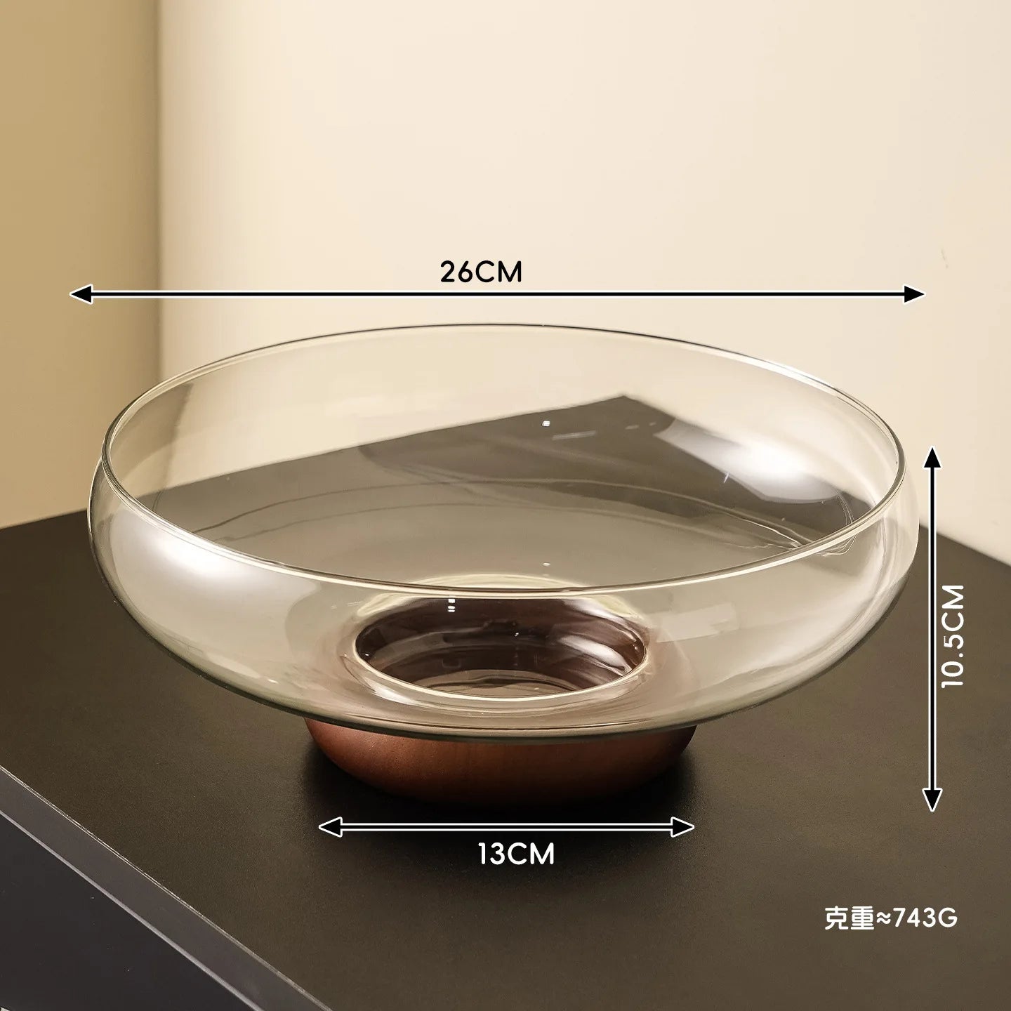 Adella Acacia Wood & Glass Bowl