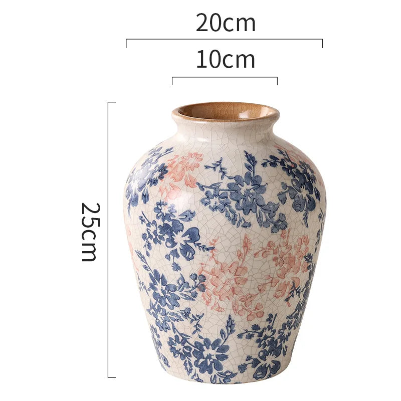 Fleur Blue & Blush Ceramic Vase by DecorBites™