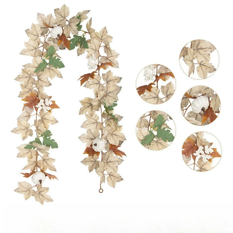 Autumn Maple Leaf & Pumpkin Garland