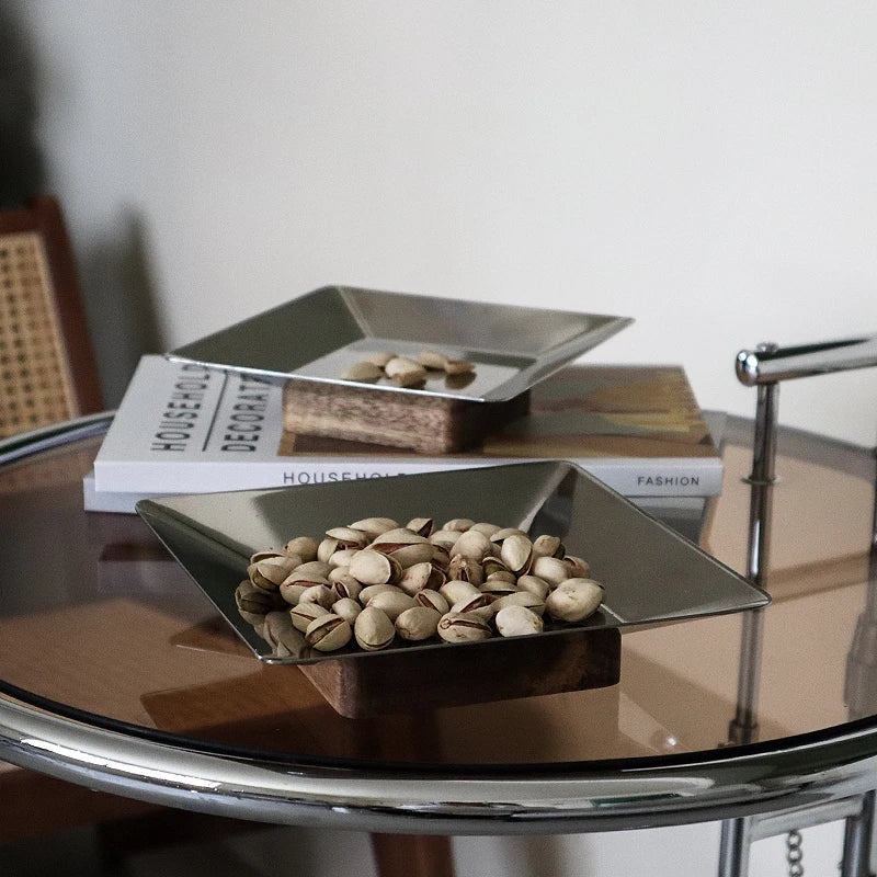 Epeius Nordic Style  Metal Acacia WoodTray
