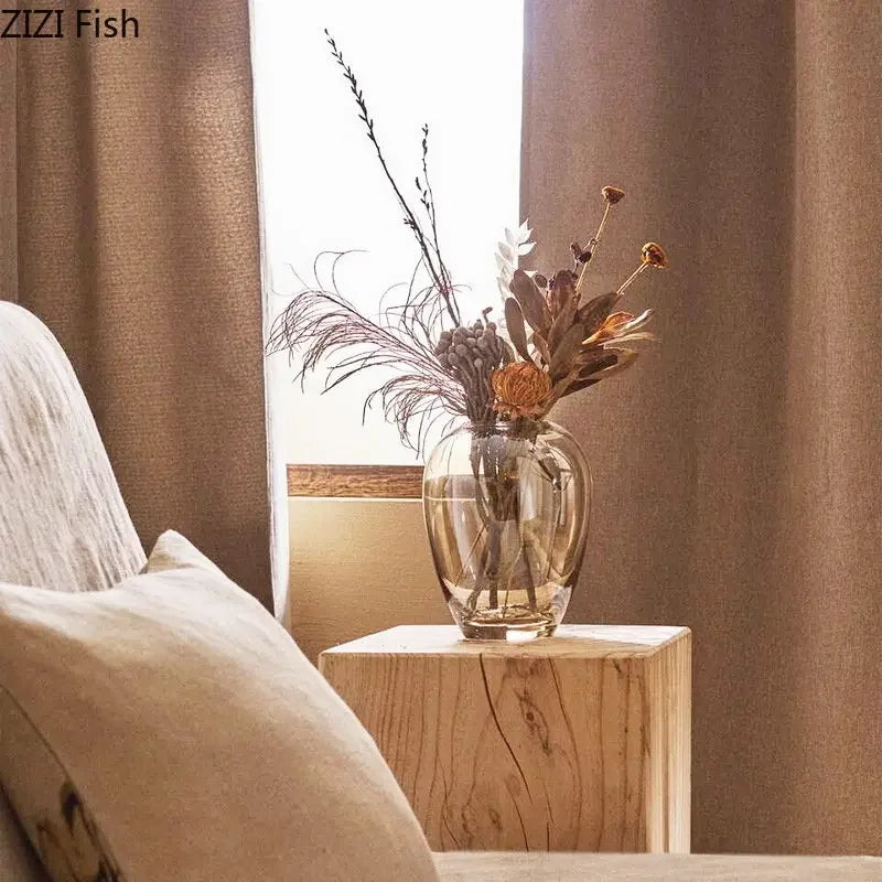 Amber Glass Vase | Transparent Hydroponics X DecorBites™