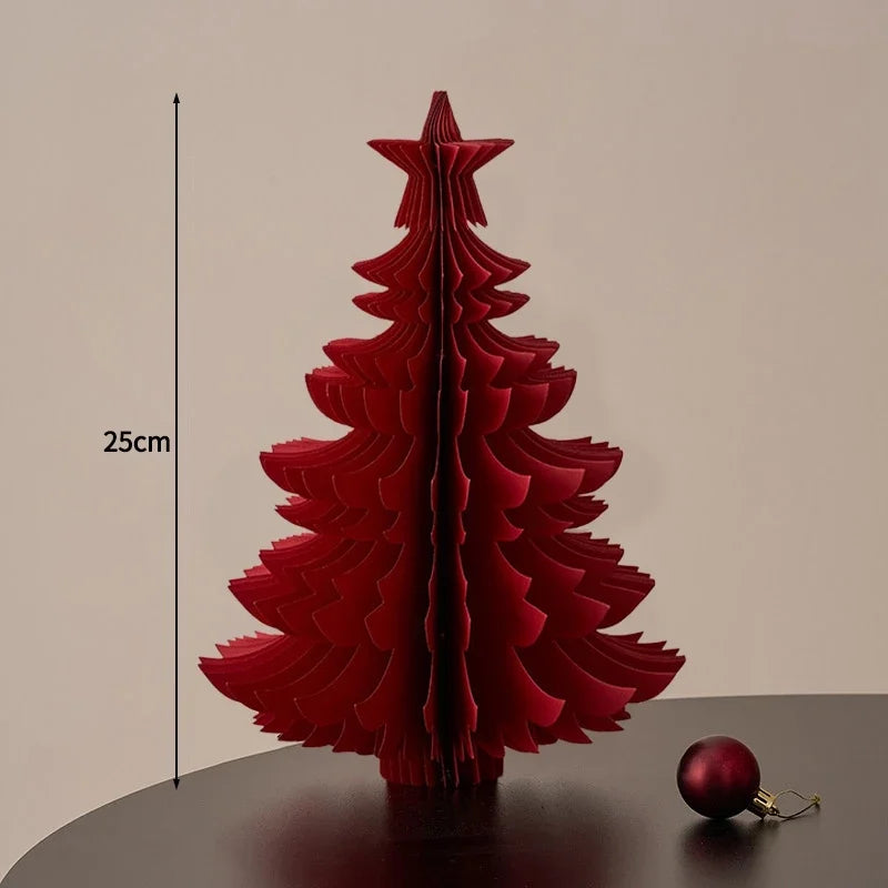 2026 Christmas Decorations Crimson Paper Honeycomb Tree