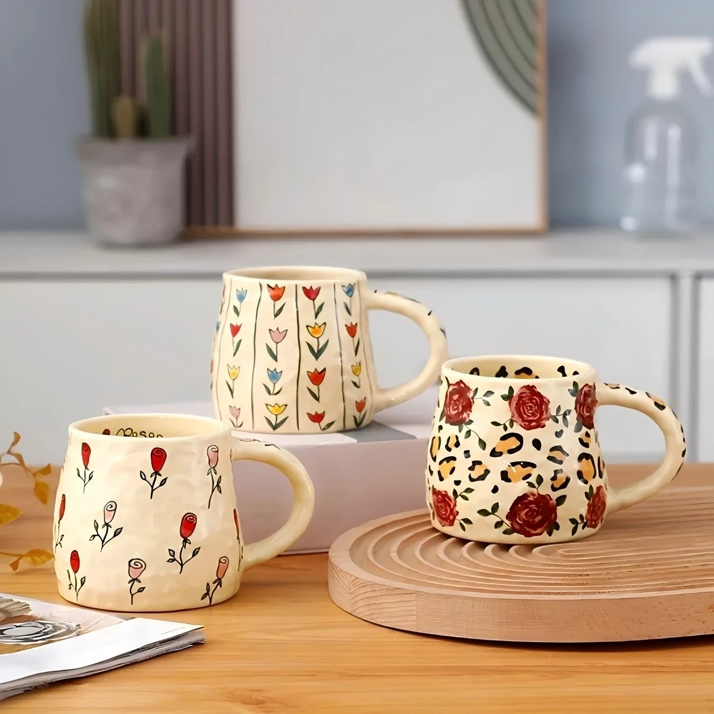 Handmade Botanical  Design Ceramic Mug