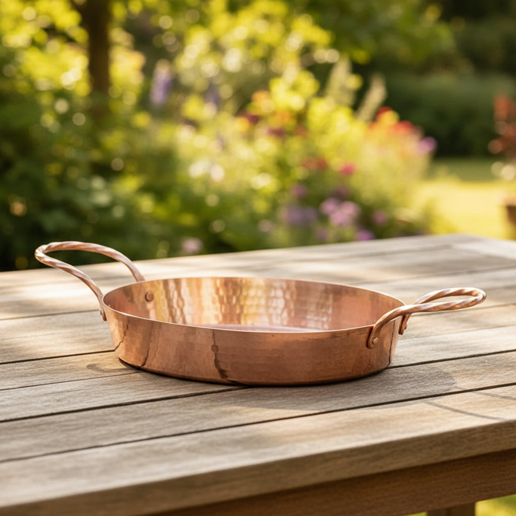 Handcrafted Pure Copper Oval Roasting Pan