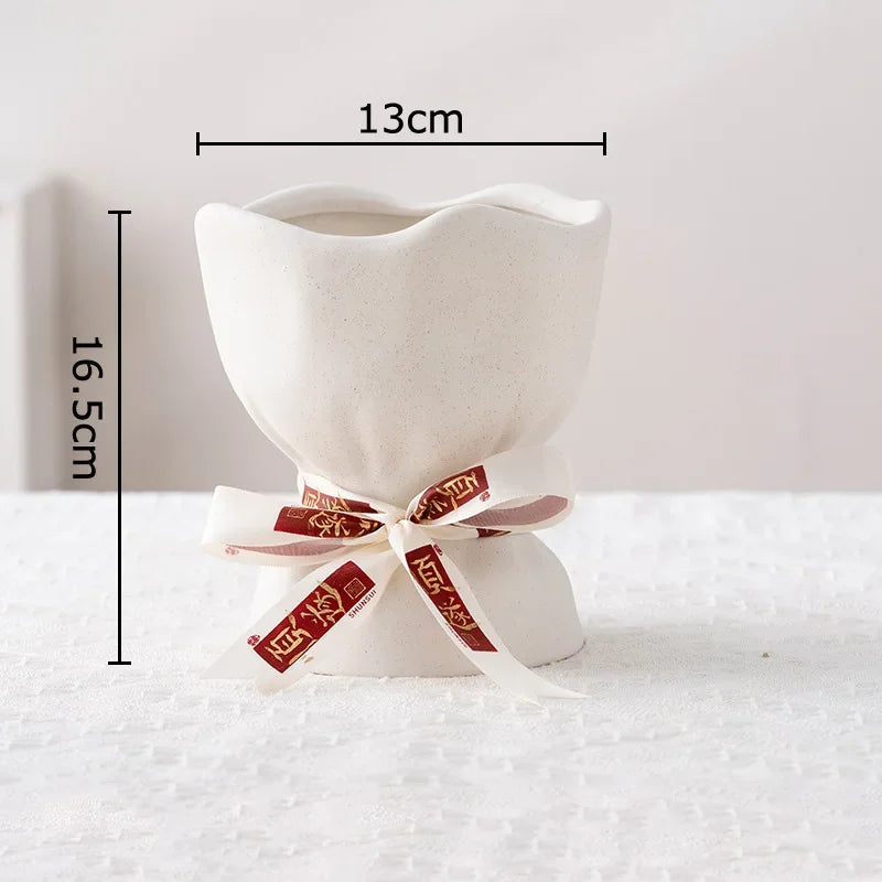Lovely Ribbon Ceramic Vase Set by DecorBites™
