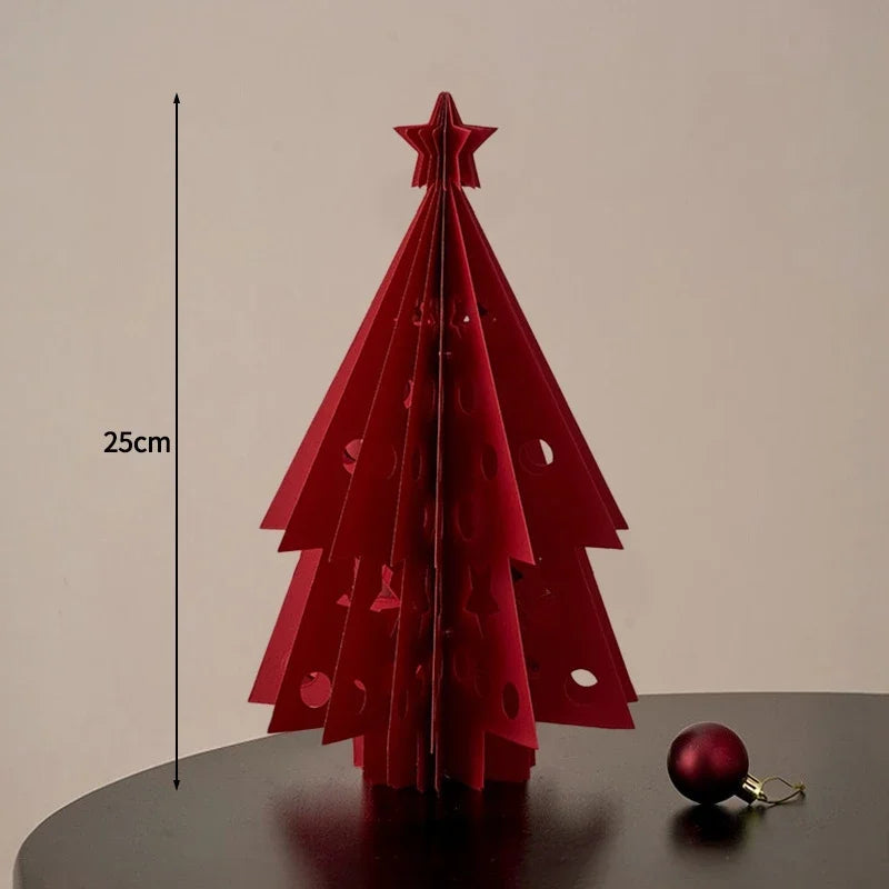2026 Christmas Decorations Crimson Paper Honeycomb Tree