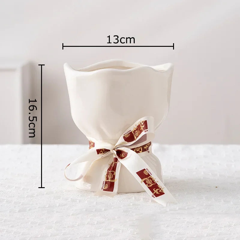 Lovely Ribbon Ceramic Vase Set by DecorBites™