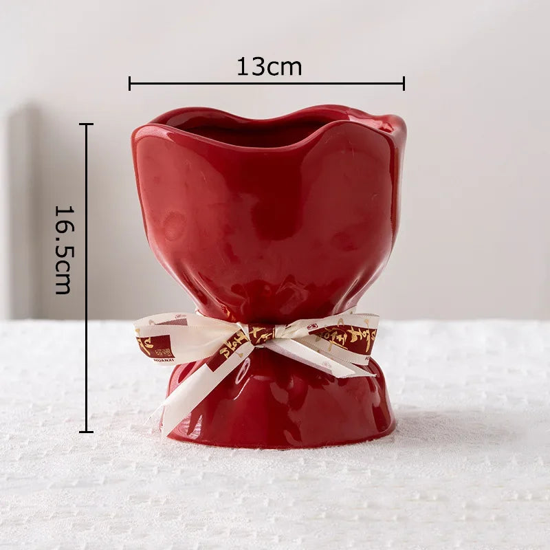 Lovely Ribbon Ceramic Vase Set by DecorBites™