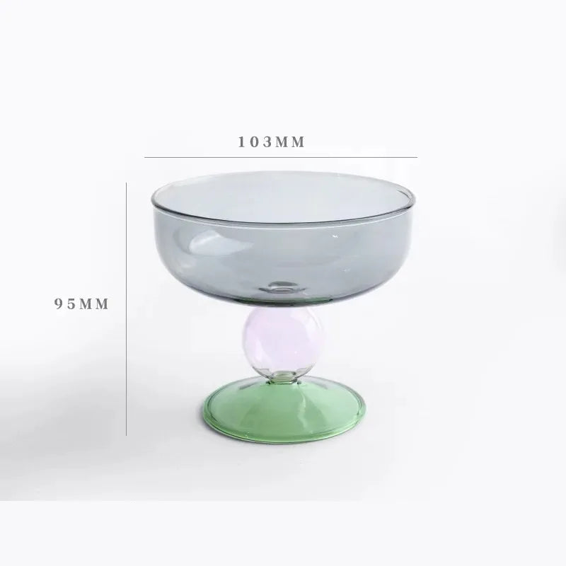 Blown Glass Dessert Cup | Amber Green Blue Grey Pink