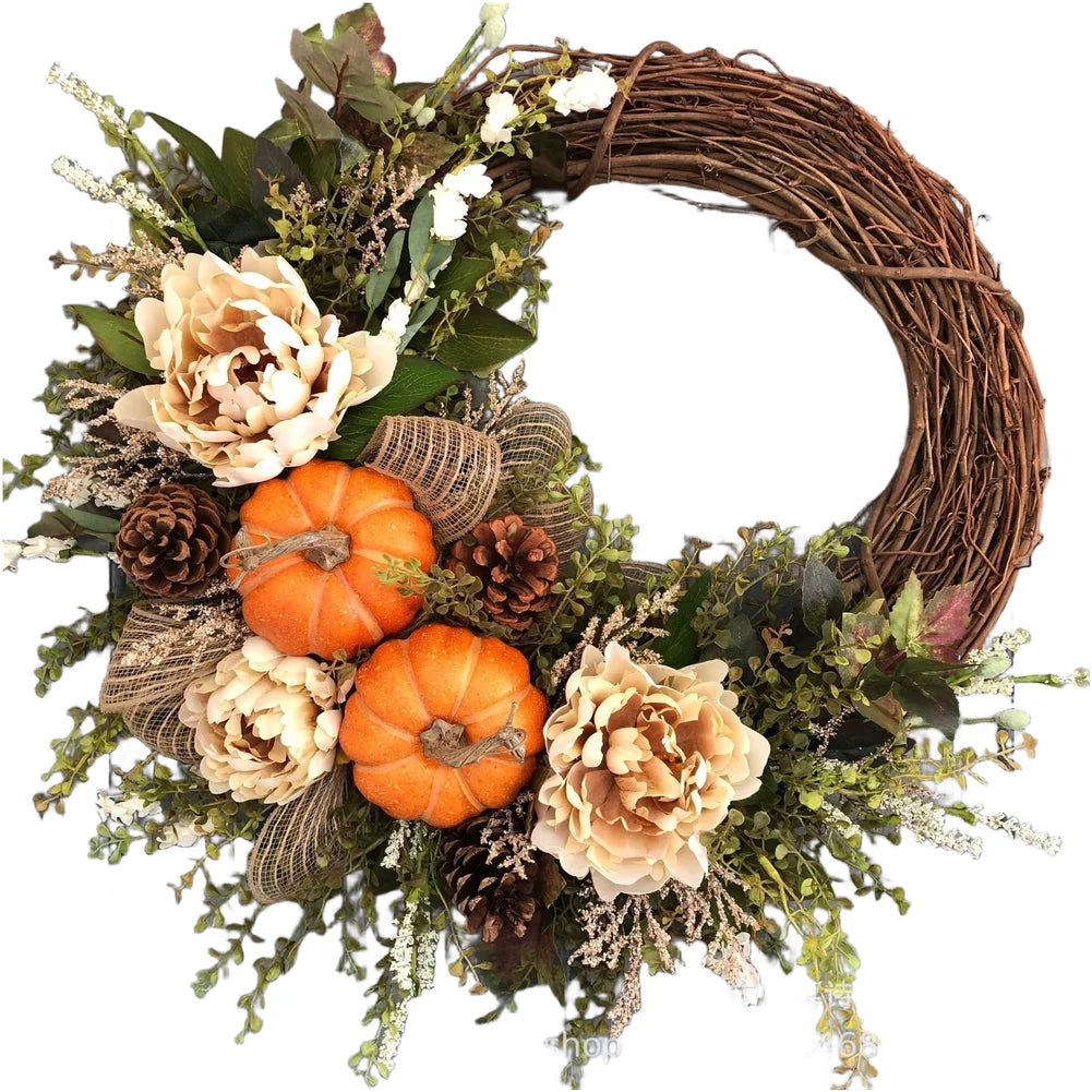 Eucalyptus Berries & Pumpkins Autumn Door Wreath