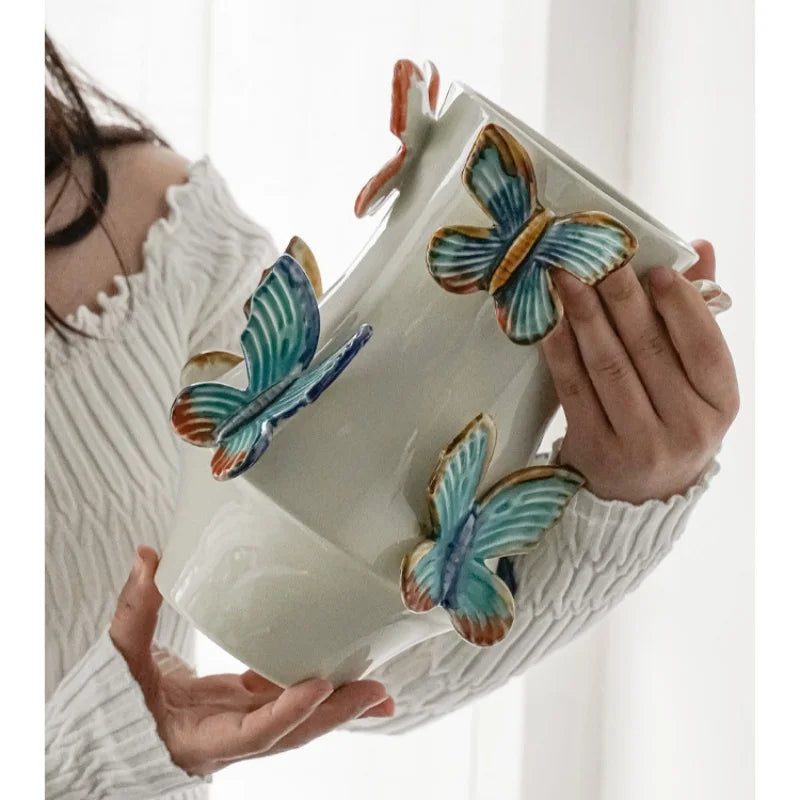 Butterfly Handmade Porcelain Flowerpot by DecorBites™