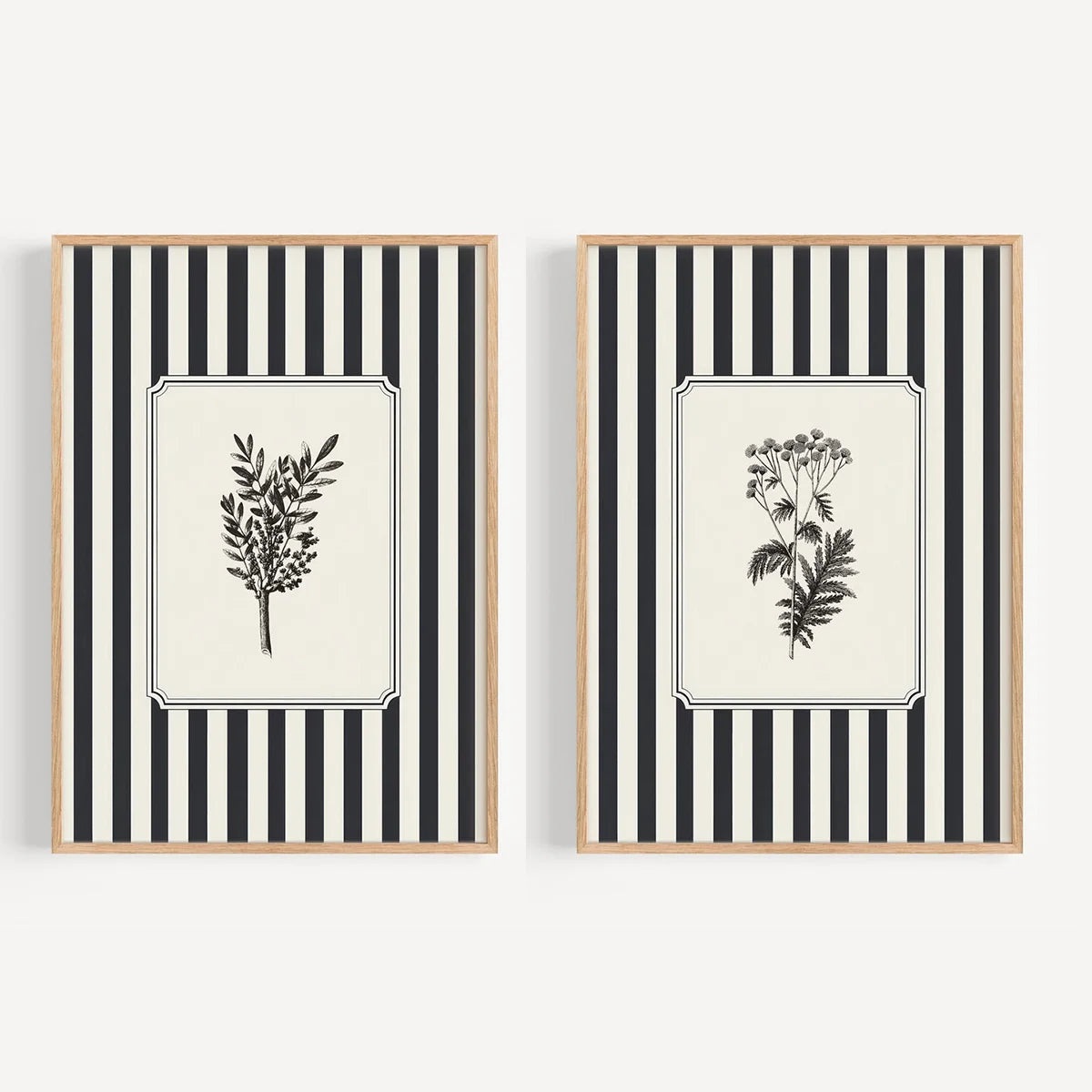 Black Bird & Floral Wall Art Set