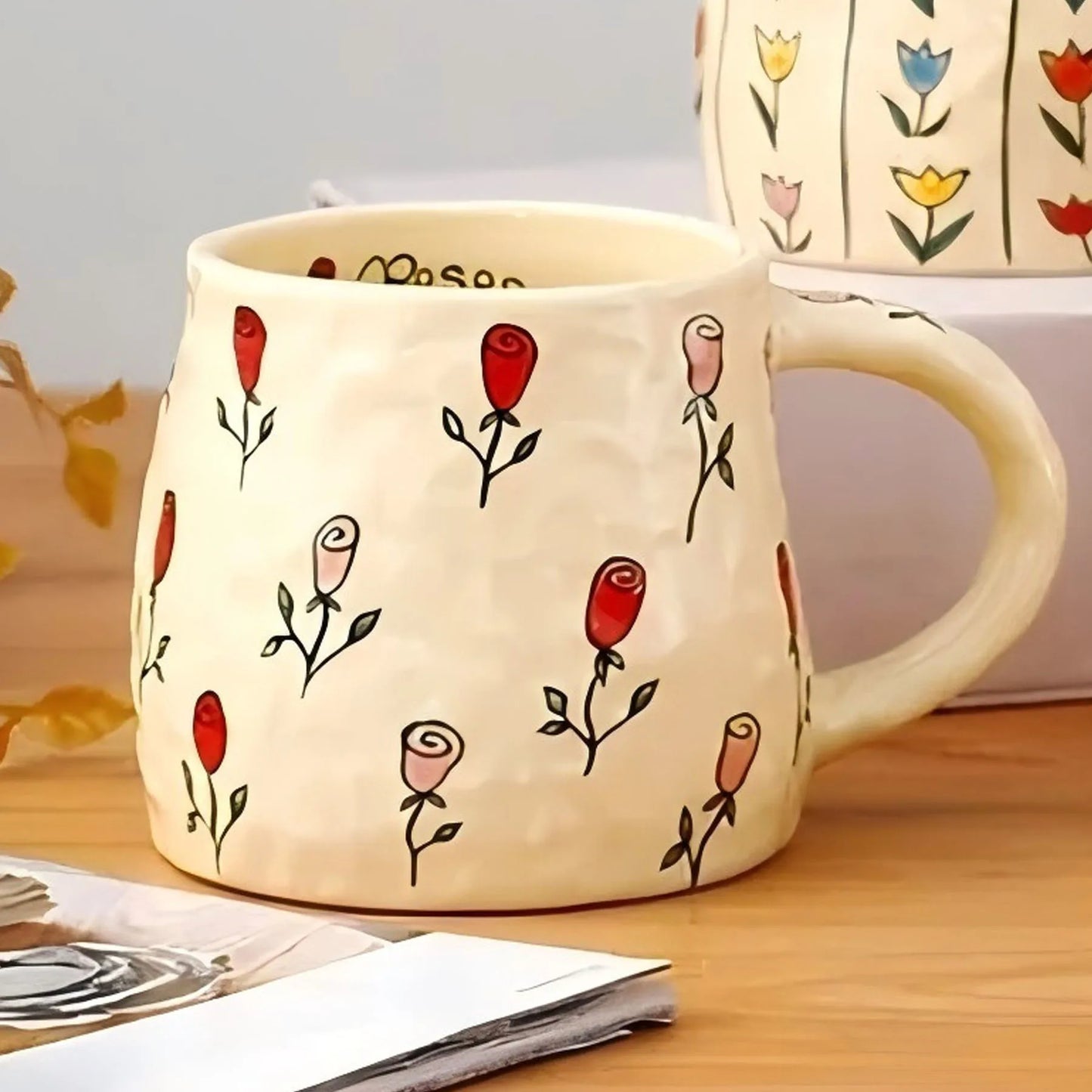 Handmade Botanical  Design Ceramic Mug