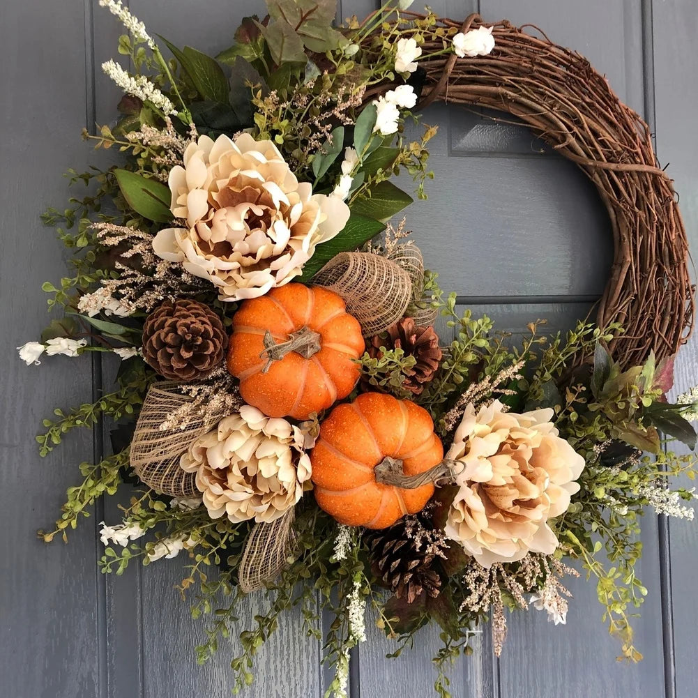 Eucalyptus Berries & Pumpkins Autumn Door Wreath