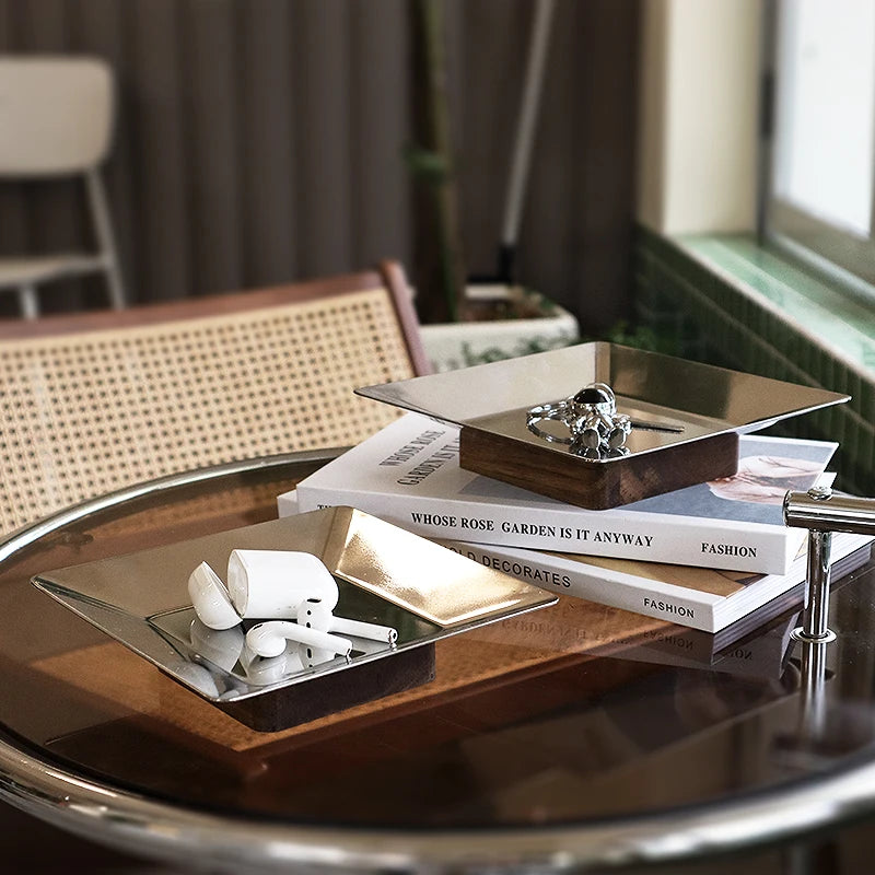 Epeius Nordic Style  Metal Acacia WoodTray
