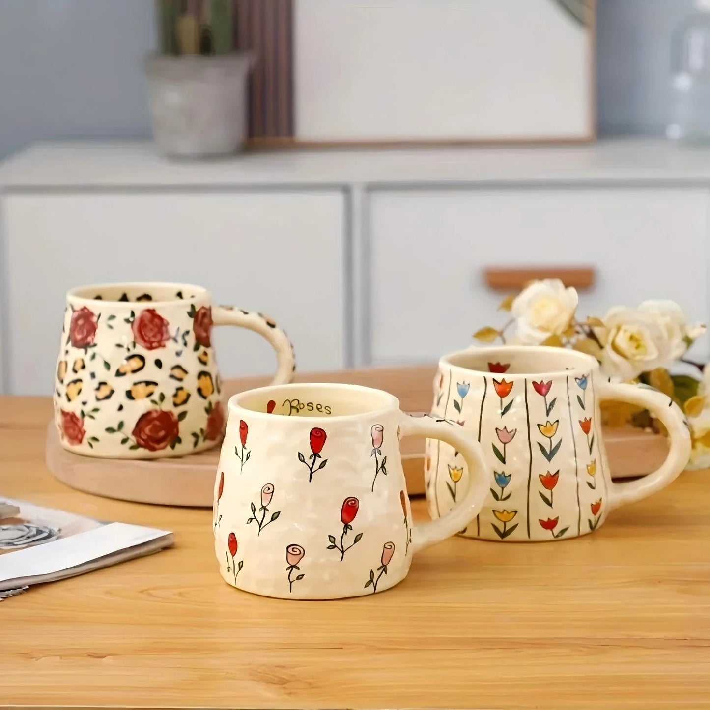 Handmade Botanical  Design Ceramic Mug