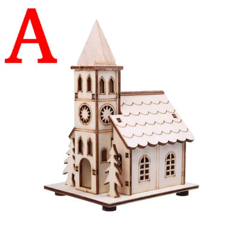 Vintage Christmas Festival Wooden Lighted Houses