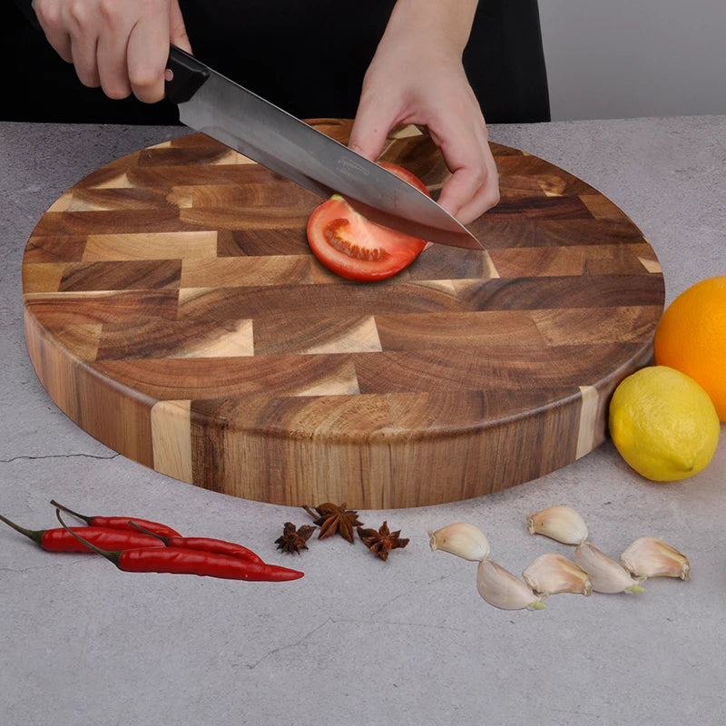 Acacia Wood Round Grain Chopping Block Double-sided
