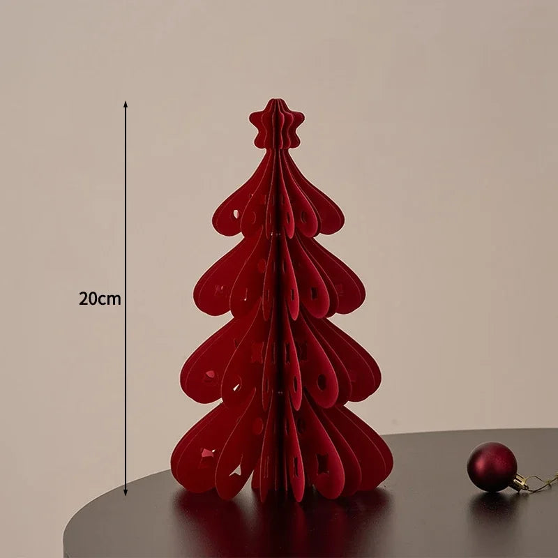 2026 Christmas Decorations Crimson Paper Honeycomb Tree
