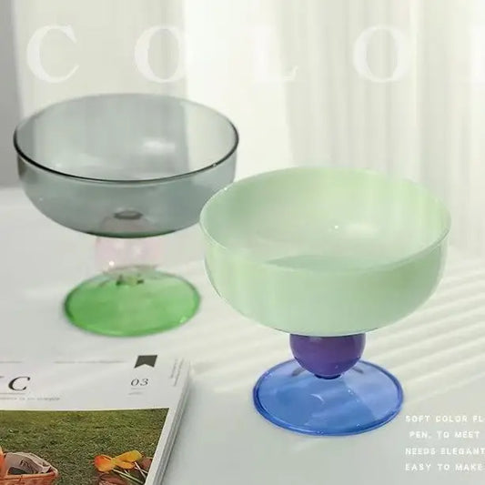 Blown Glass Dessert Cup | Amber Green Blue Grey Pink