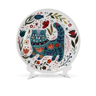 Astrid Nordic Hand Painted Cat Ceramic Plate