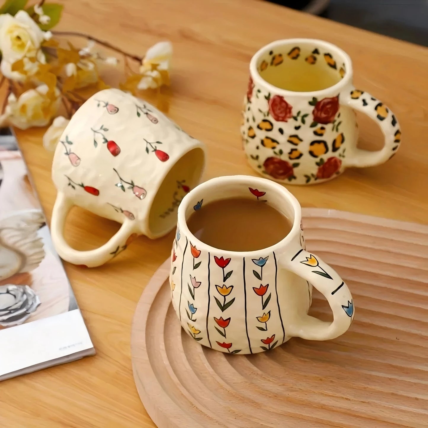 Handmade Botanical  Design Ceramic Mug