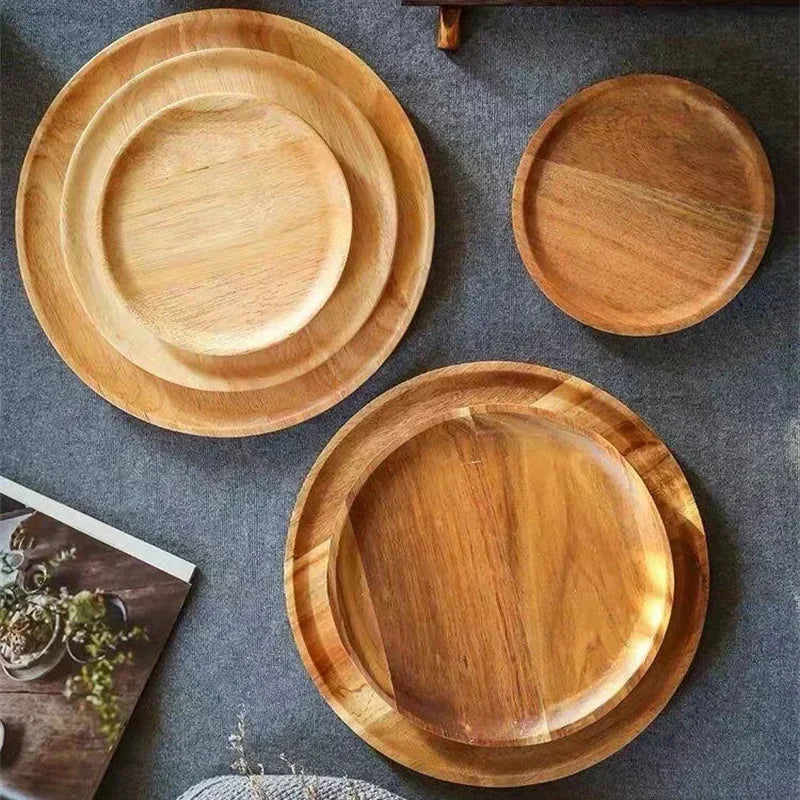 Acacia Wood Round Dinner Tray