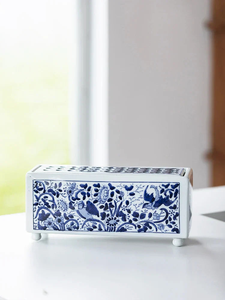 Blue White Porcelain Square Flowerpot DecorBites™