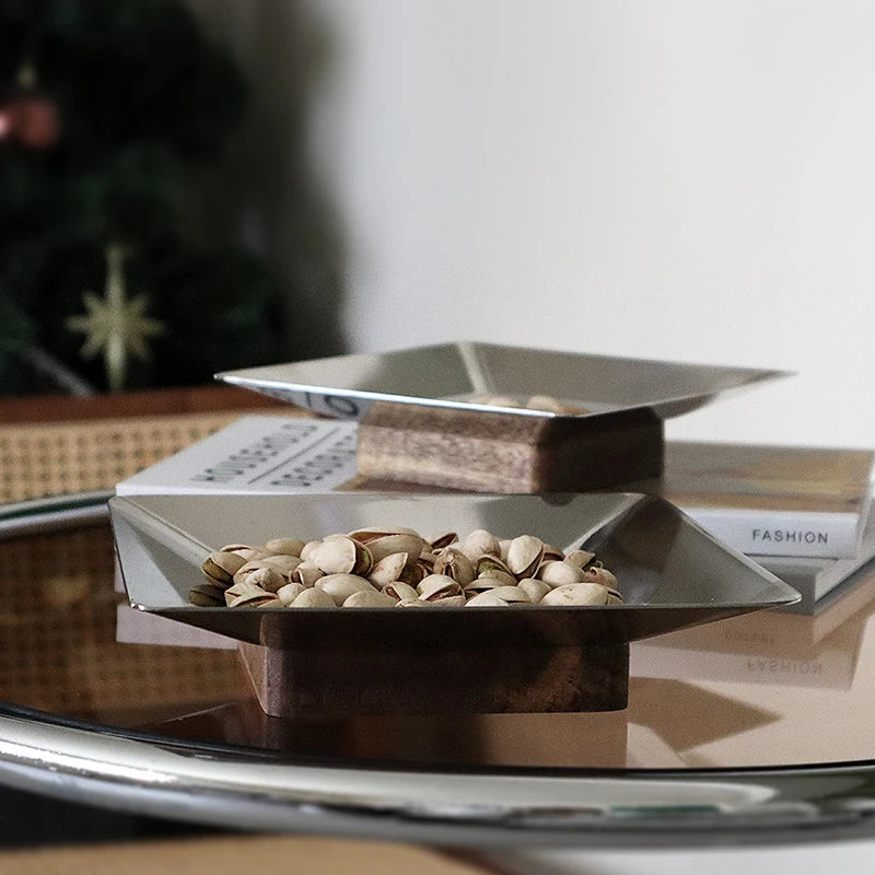 Epeius Nordic Style  Metal Acacia WoodTray