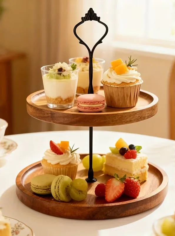 Darcy Acacia Wood Tiered Tray