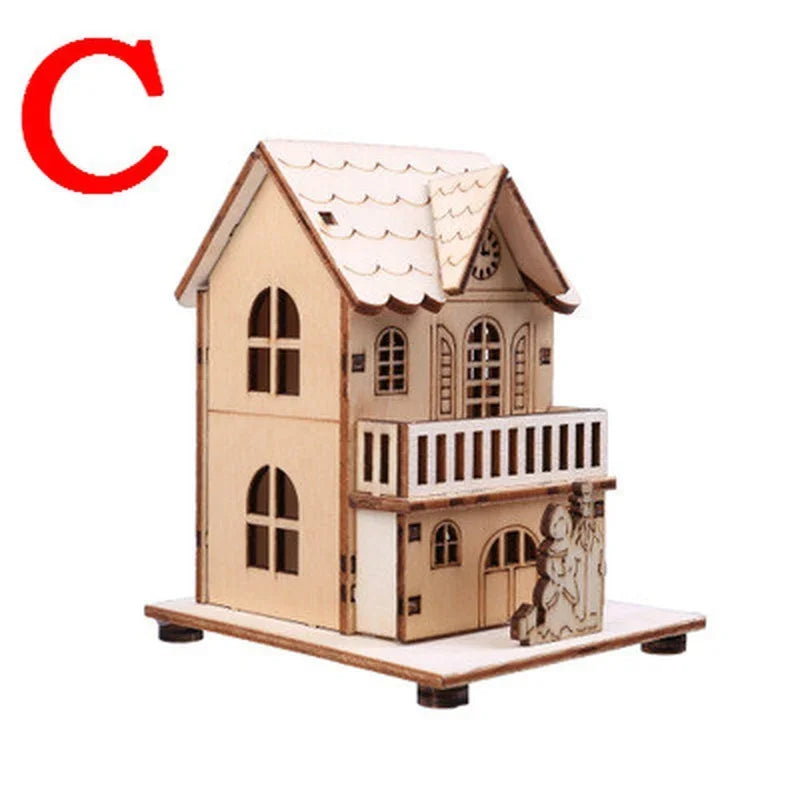 Vintage Christmas Festival Wooden Lighted Houses