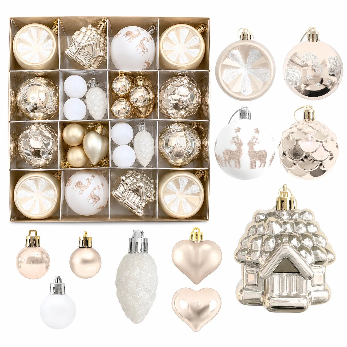 Silver Shimmer Christmas Tree Decorations