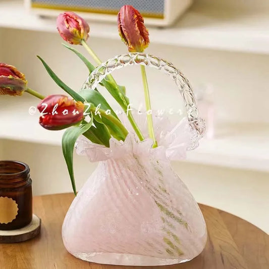 Crystal Flower Basket: Handmade Glass by DecorBites™
