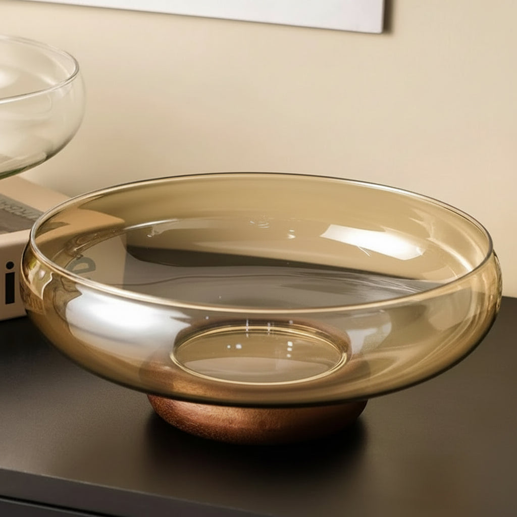 Adella Acacia Wood & Glass Bowl