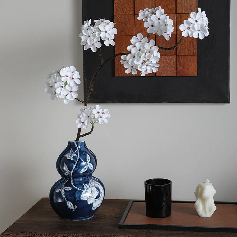 Chinoiserie Blue & White Porcelain Vase Flower Pot by DecorBites™