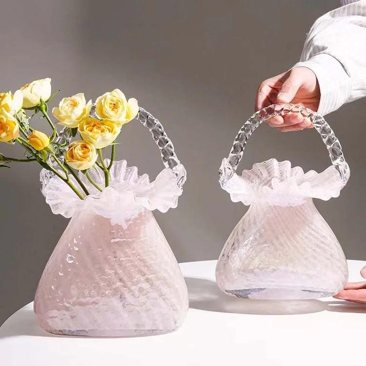 Crystal Flower Basket: Handmade Glass by DecorBites™
