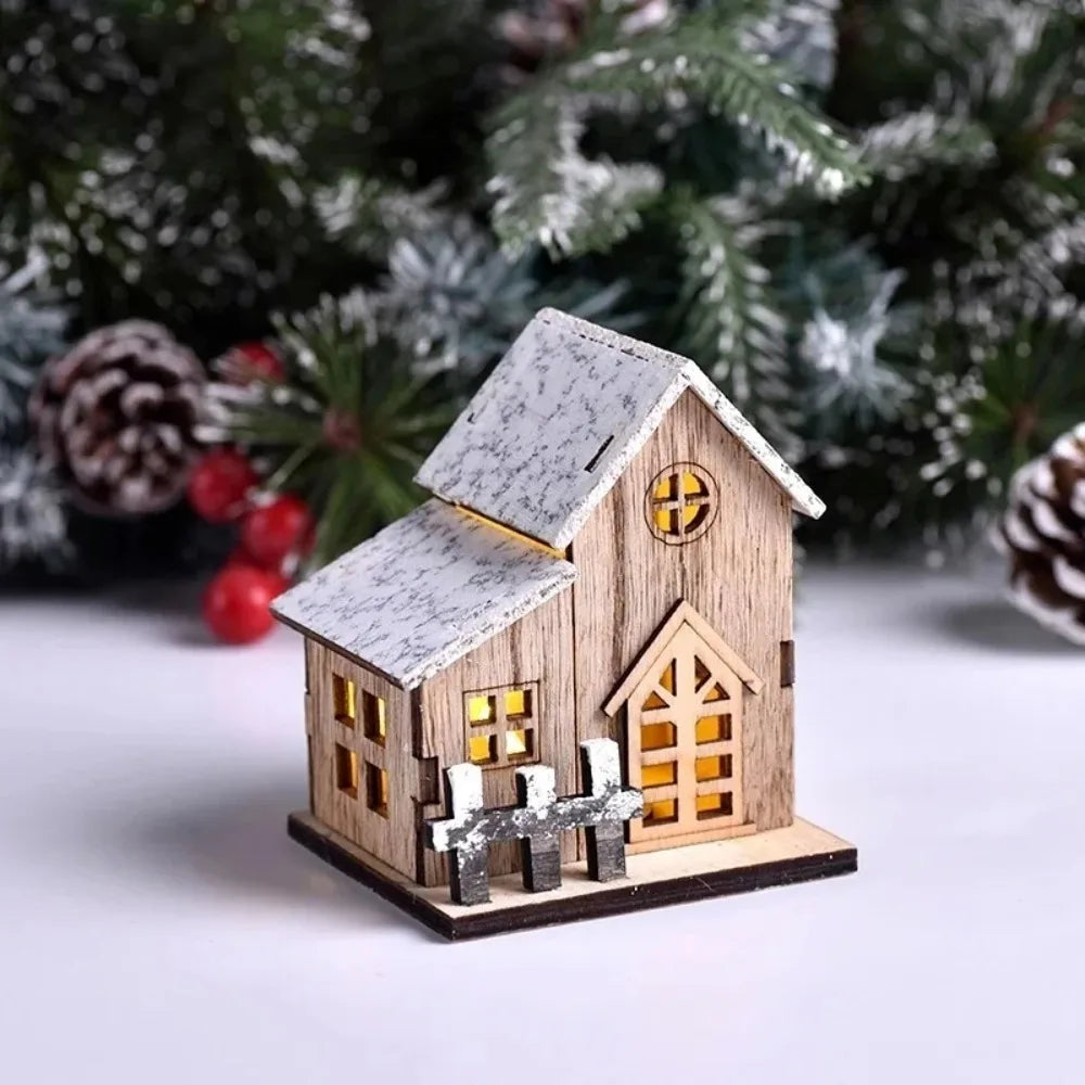Christmas Cabin Lighted Wooden House