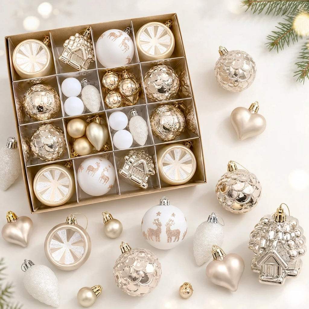 Silver Shimmer Christmas Tree Decorations